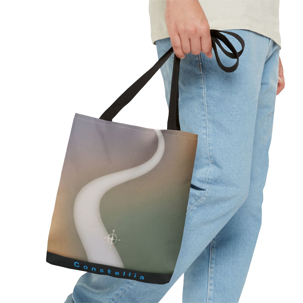 Abstract Swirl Tote Bag — Soft Earth Tone Art Print AOP