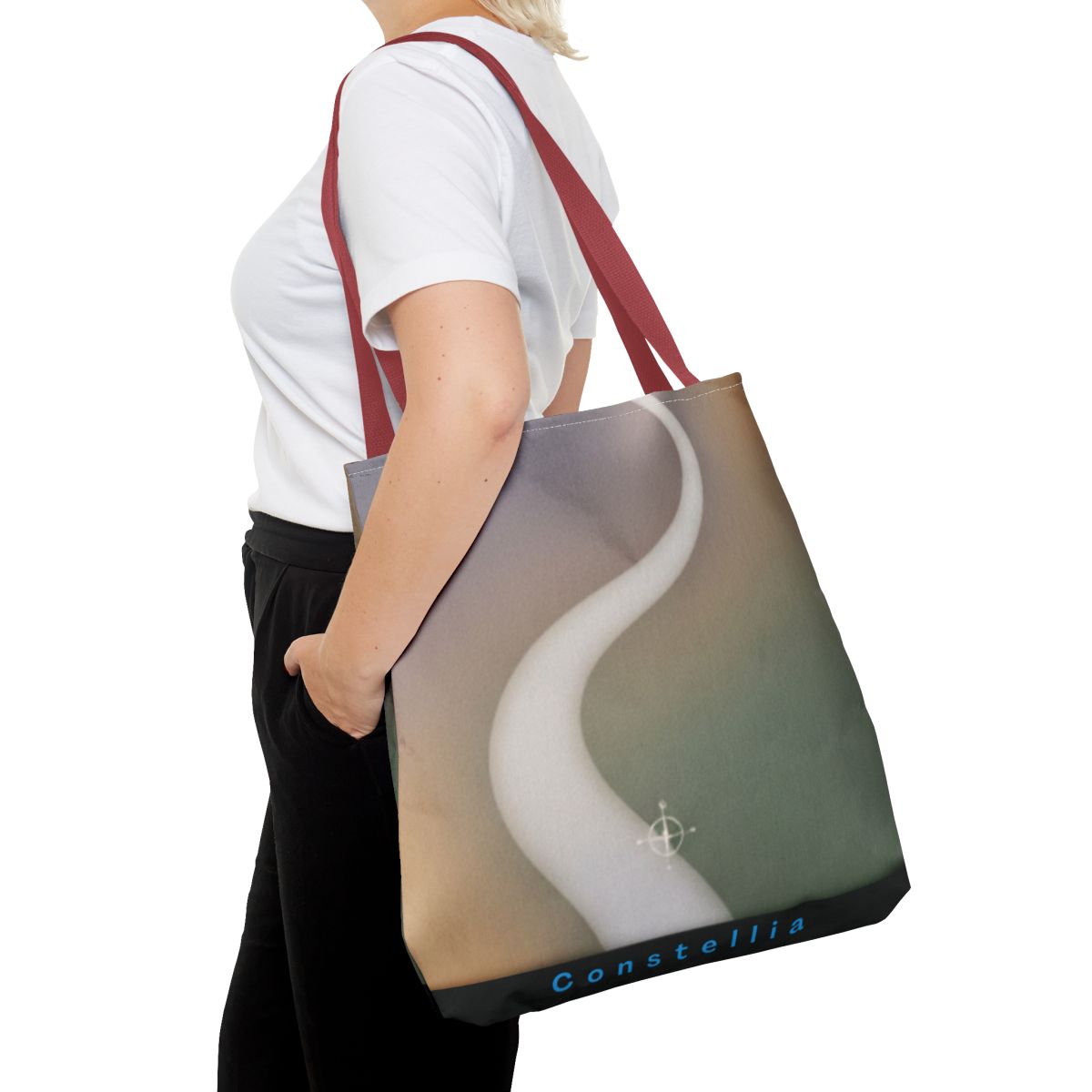 Abstract Swirl Tote Bag — Soft Earth Tone Art Print AOP